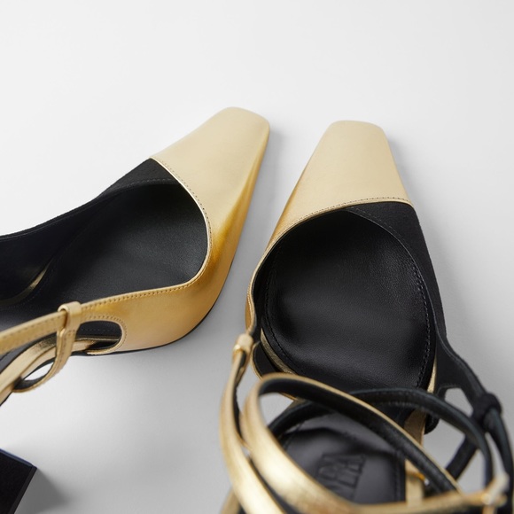 Zara BLUE COLLECTION COMBINATION LEATHER HIGH HEEL - Picture 7 of 7